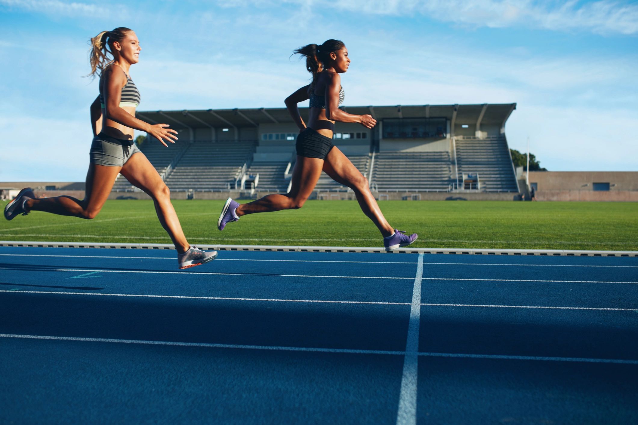 Runner finishing at the racetrack